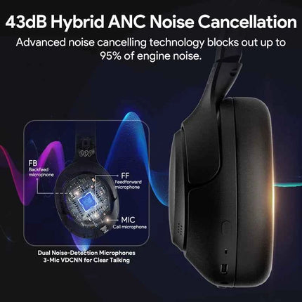 QCY H3 ANC Wireless Headphones 43dB Noise Cancelling Hi-Res 60H