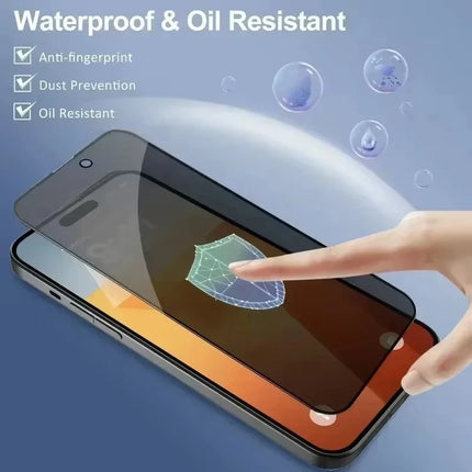 Samsung Galaxy S24 FE tempered glass privacy screen protector by OKEYWOW, showing a clear, protective glass overlay on the phone screen.