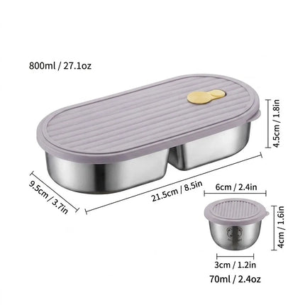 FreshSeal Stainless Steel Bento Lunch Box with Sauce Container