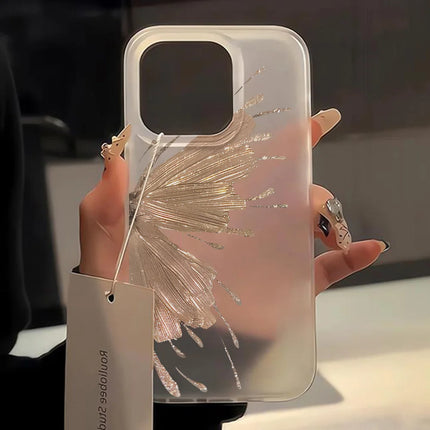 OKEYWOW gold butterfly iPhone case with clear, shockproof TPU cover for iPhone 11 to 17 Pro Max, Mini, Plus models.