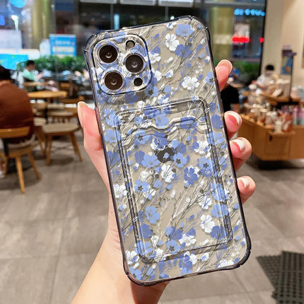 OKEYWOW flower wallet iPhone case with card slots for iPhone 12-16, soft cover with floral design and protective features.