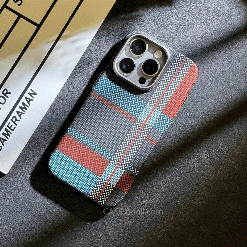 Relief Carbon Fiber MagSafe Case for iPhone 15 Pro Max 16 17 Pro Phone Cover Camera Metal Lens Protective Shell Hard PC Fundas