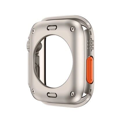 OKEYWOW Apple Watch screen protector case PC bumper for Series 9 to 4, 44mm to 40mm, with ultra look and durable design.
