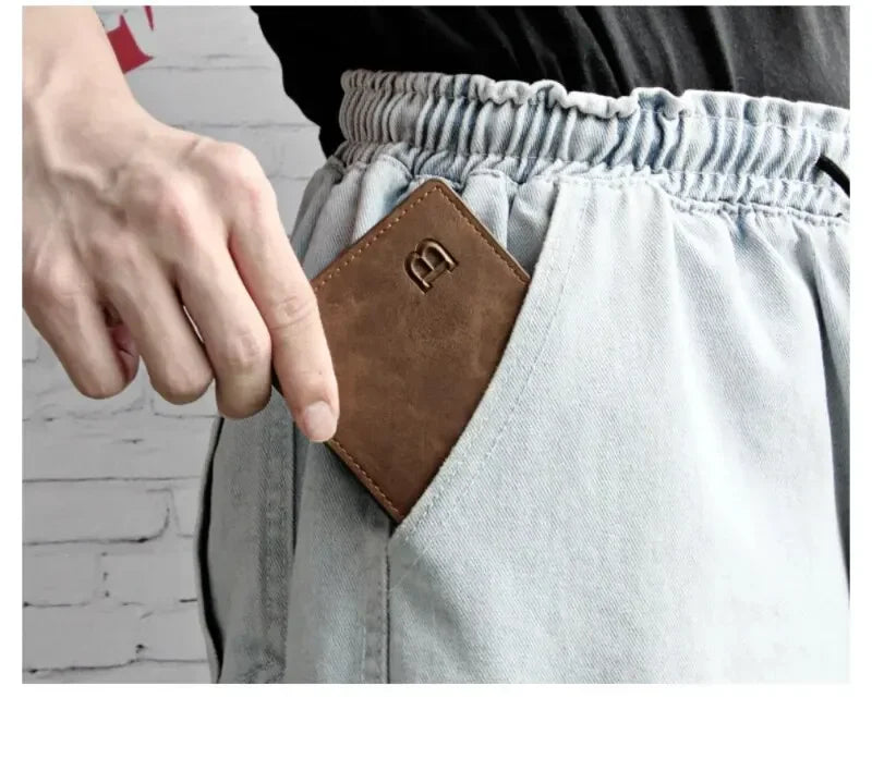 Men Short Wallet with Zipper Coin Pocket Fashion Soft Leather Men Horizontal Slim Money Purses Multifunctional Small Wallets