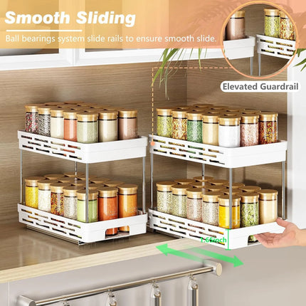 2-Tier Pull-Out Kitchen Storage Rack with Large Capacity