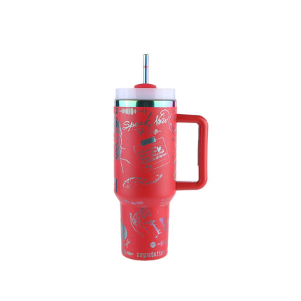 ThermoRide 40oz Stainless Steel Car Mug Vacuum Insulated Travel Tumbler with Straw