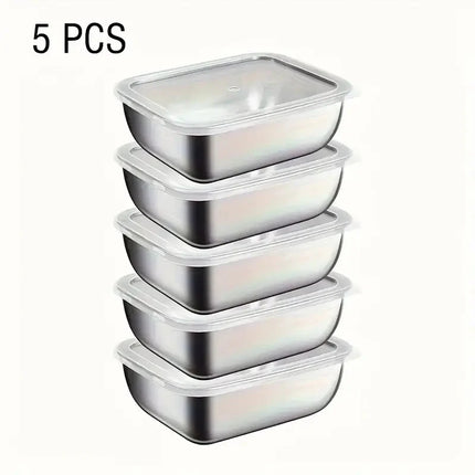 FreshSeal 5-Piece Stainless Steel Food Storage Container Set