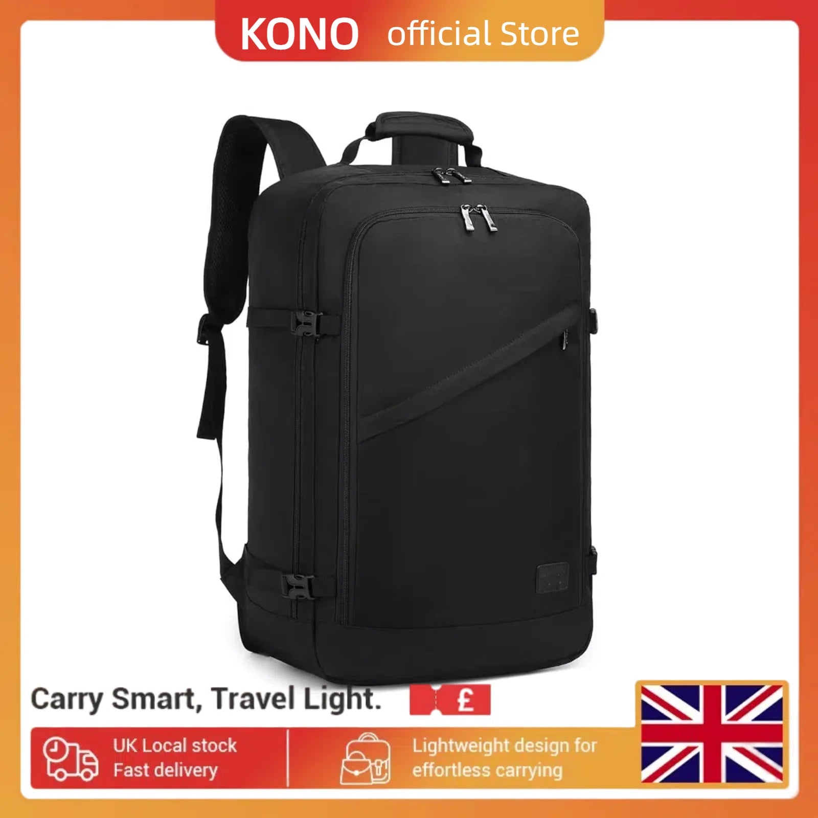 Kono Carry on Backpack Large Cabin Flight Bag Travel Hand Luggage Shoulder Bag