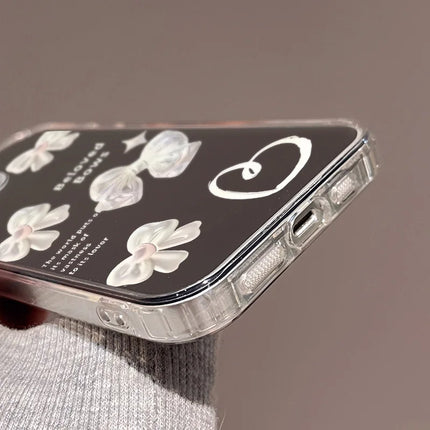 Luxury OKEYWOW mirror bowknot iPhone case with shockproof design for iPhone 11 Pro Max, XR, XS, and 17 series, stylish protection.