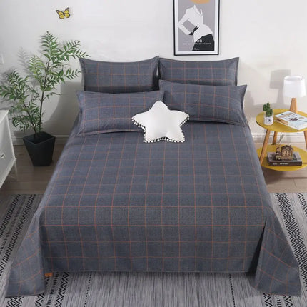 OKEYWOW polyester cotton flat bed sheet for queen or king size beds, beige linen bedspread with no pillow cover, smooth fabric.