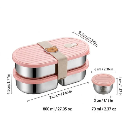 FreshSeal Stainless Steel Bento Lunch Box with Sauce Container