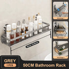 GripMount Bathroom Shelf Aluminum Suction Wall Rack No Drill Toilet Organizer
