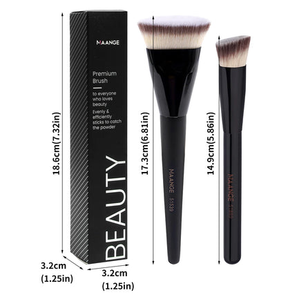 Velora Beauty 2pcs Flawless Makeup Brush Flat Angled Foundation Contour Concealer Tool
