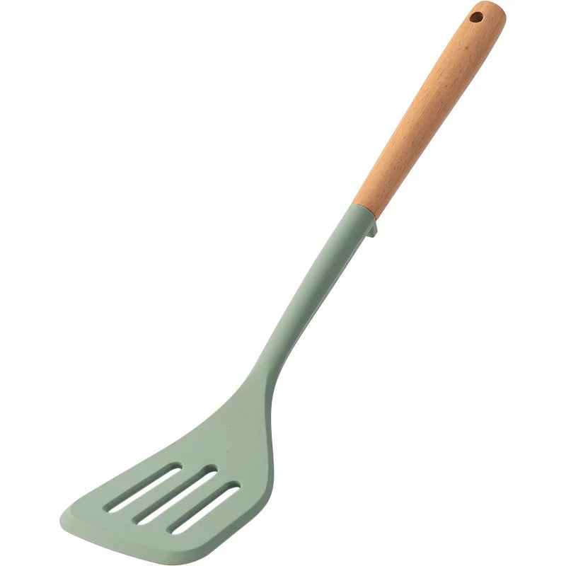 NEW Silicone Spatula Non Stick Pan Wooden Handle Silicone Vegetable Heat-resistant Silicone Cooking Spatula Spoon Kitchen tool