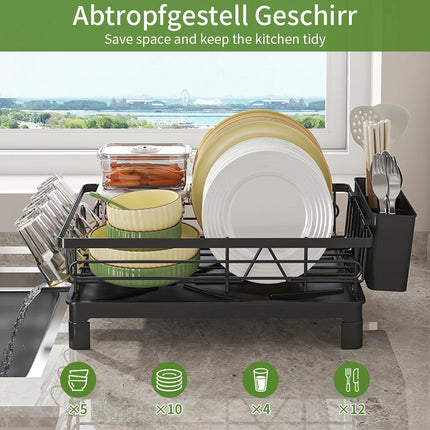DryEase Rustproof Dish Drying Rack with Drainboard