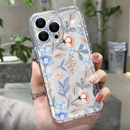 OKEYWOW flower design iPhone case in clear, soft, shockproof cover for iPhone 11 to 17 models, featuring colorful floral pattern.