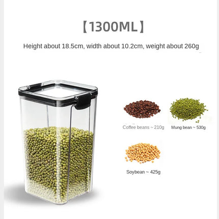 FreshLock Grain Storage Jar Set Sealed Plastic Moisture Proof Kitchen Organizer Box