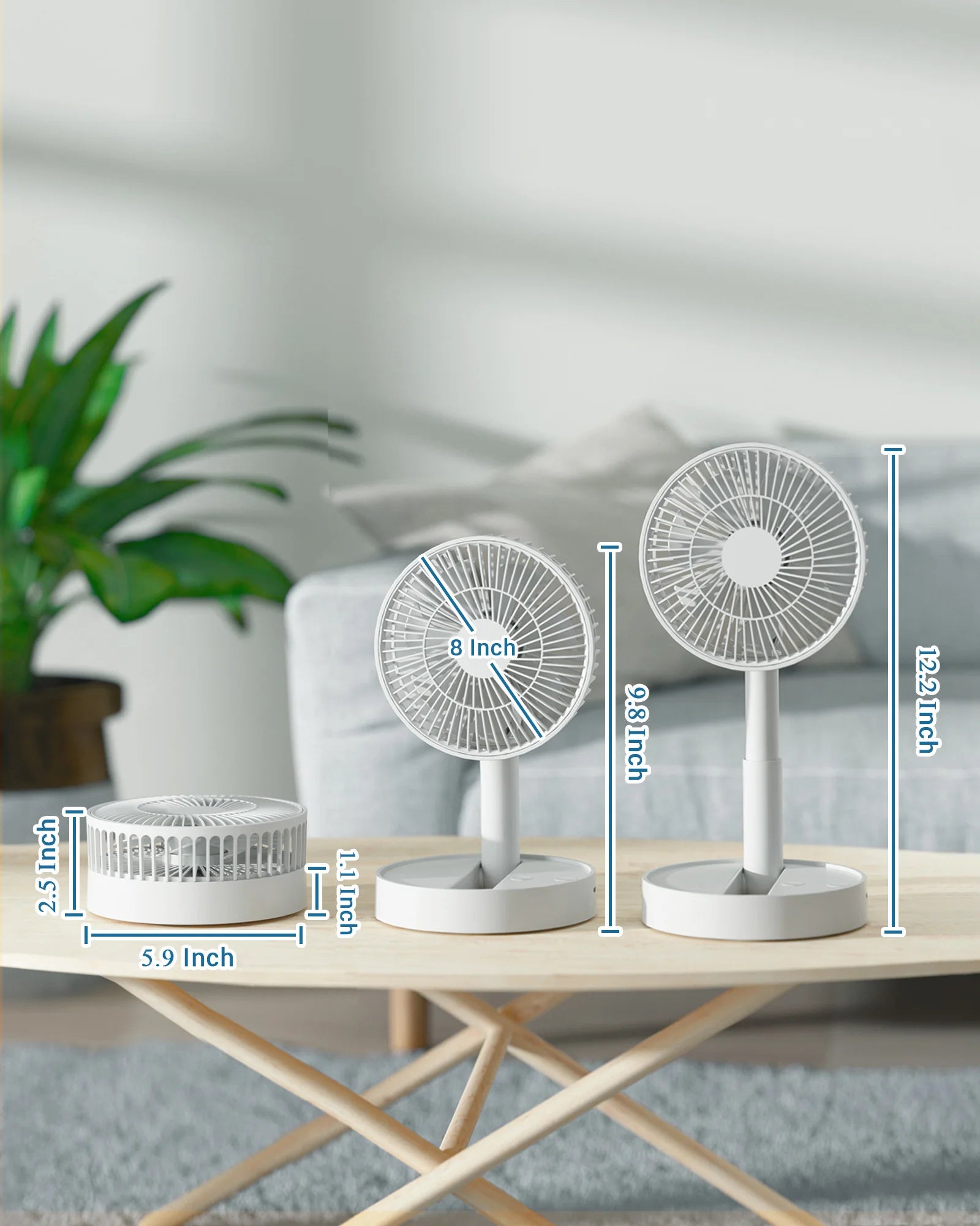 USB Foldable Fan with 4,5 Speeds & Timing: Battery Operated Mini Fan for Bedroom, Indoor or Outdoor. Perfect Table Fan for versatile cooling.