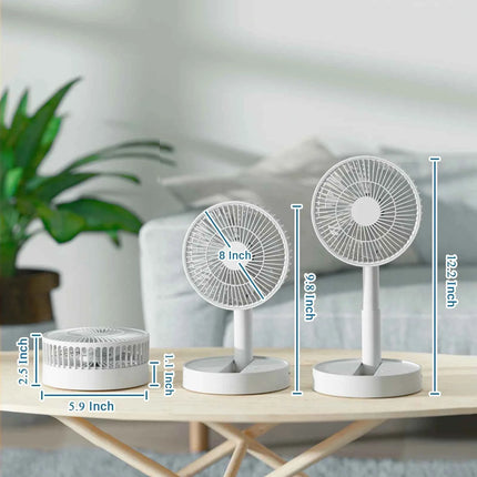 USB Foldable Fan with 4,5 Speeds & Timing: Battery Operated Mini Fan for Bedroom, Indoor or Outdoor. Perfect Table Fan for versatile cooling.