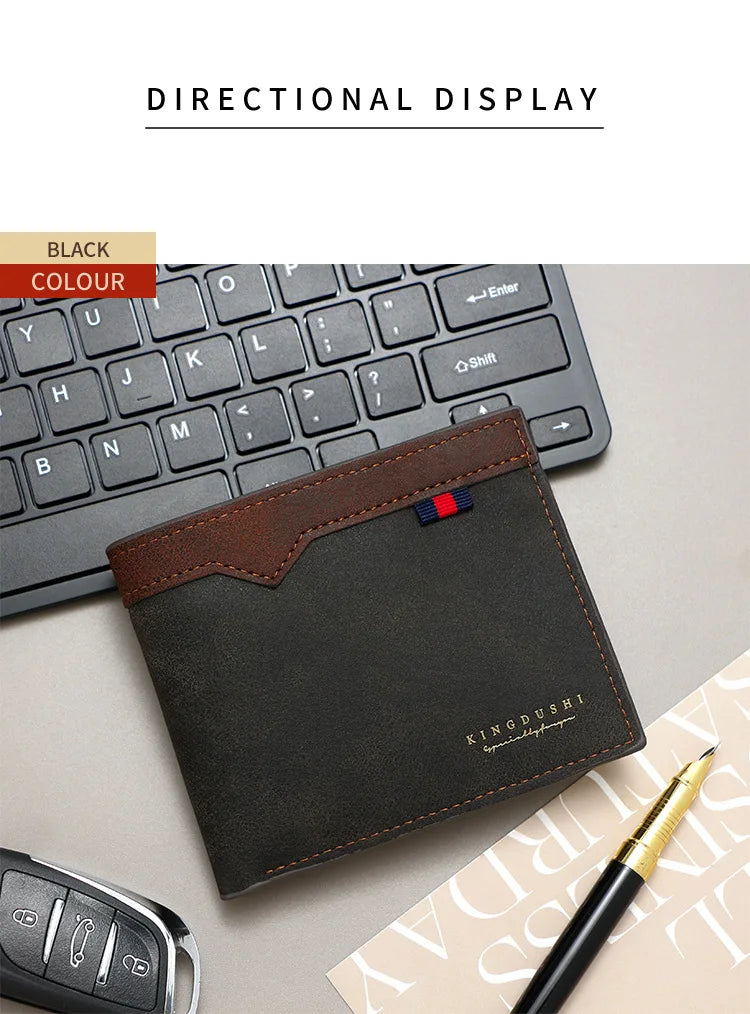 2025 New Men's Bifold Short Wallet Fashionable Minimalist Casual Multi Slot Purse Large Capacity Zipper Man Wallet with Coin Bag