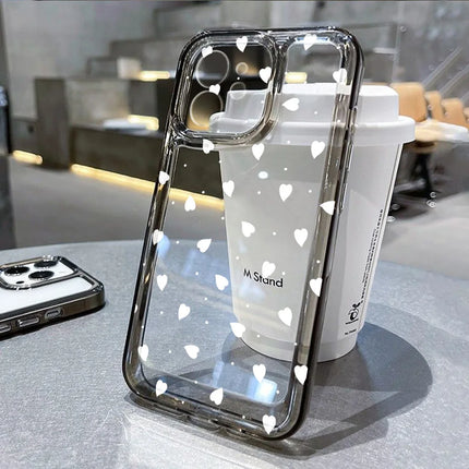 OKEYWOW clear heart iPhone case for models 11 to 15, shockproof soft cover with heart design for iPhone 12, 13, 14, XR, XS, SE Max
