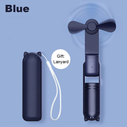 Portable Mini Handheld Fan USB Rechargeable 3-Speed with Power Bank