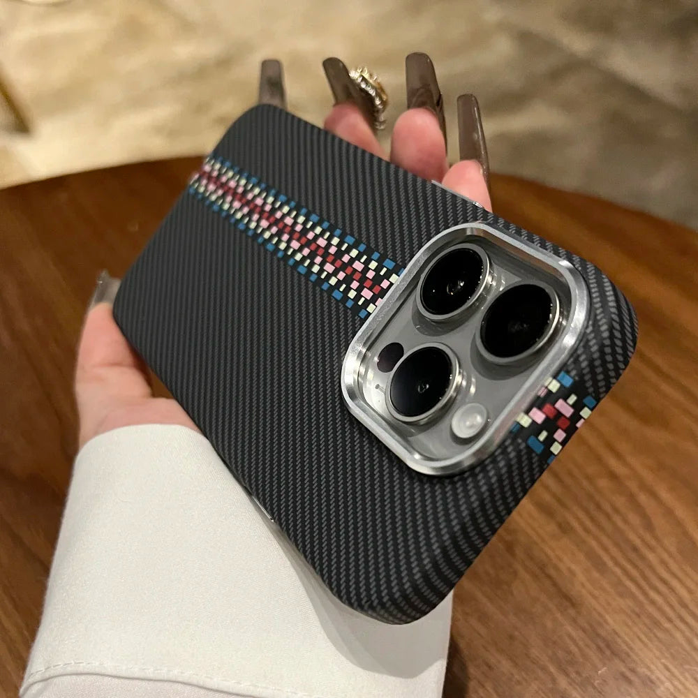 Luxury Carbon Fiber Pattern for Magsafe Magnetic Case for iPhone 15 14 Plus 13 12 11 Pro Max Wireless Charge Hard PC Matte Cover