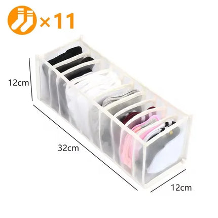 OKEYWOW underwear drawer organizer for bras, jeans, and scarves, featuring a closet storage box with divider compartments.
