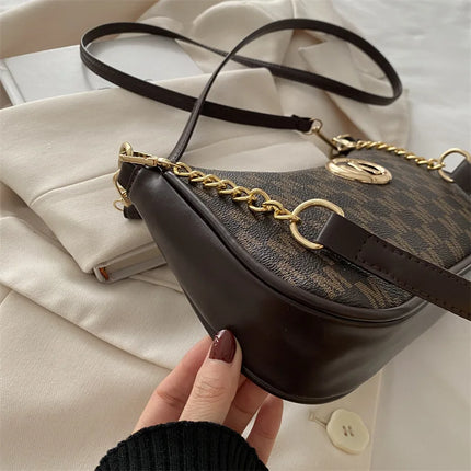 Vintage M Letter Crossbody Bag PU Leather Shoulder Messenger Tote Handbag Purse