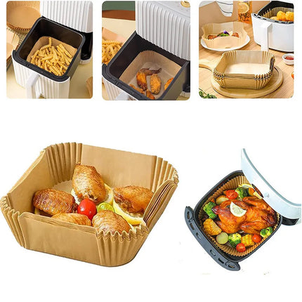 AirFryPro 50pcs Non Stick Disposable Air Fryer Paper Liners Oil Absorbing Baking Pads