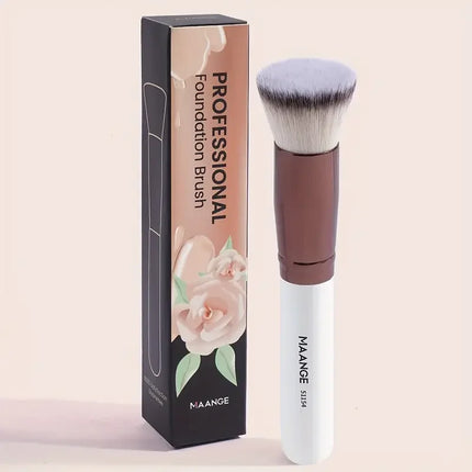 Velora Beauty 2pcs Kabuki Makeup Brush Set Flat Angled Foundation Powder Blush Soft Bristles