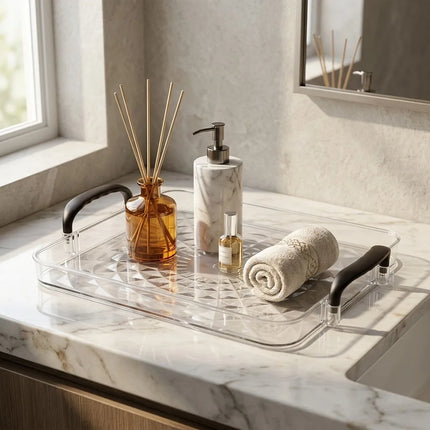 Clear PET Vanity Organiser Tray with Handles