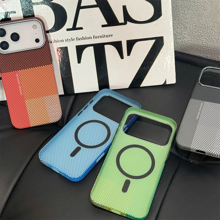 OkeyWOW iPhone 15 Pro Max carbon fiber color clash MagSafe shockproof bumper case with hard PC material and durable design