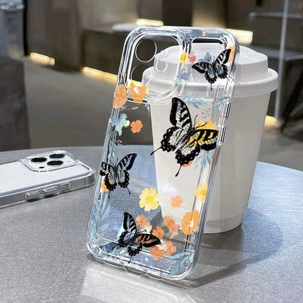 Transparent silicone aesthetic flower iPhone case for iPhone 12-16, shockproof cover with floral design by OKEYWOW