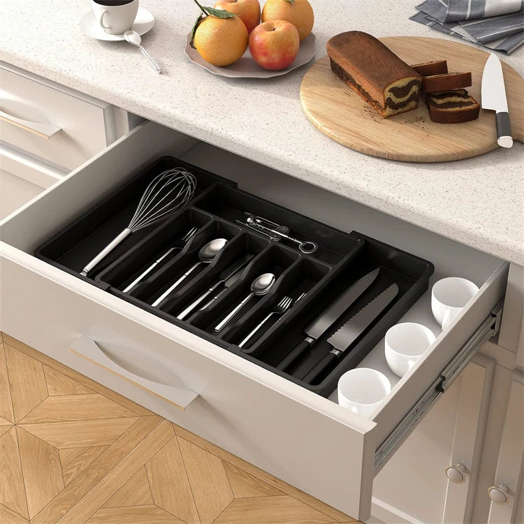 LMETJMA Expandable Silverware Cutlery Utensil Organizer Tray Kitchen Drawer Organizer Adjustable Flatware Cutlery Holder JT305