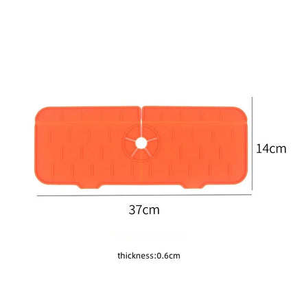 OKEYWOW kitchen silicone faucet mat sink splash catcher and drain protector on countertop, absorbent and flexible for sink use.