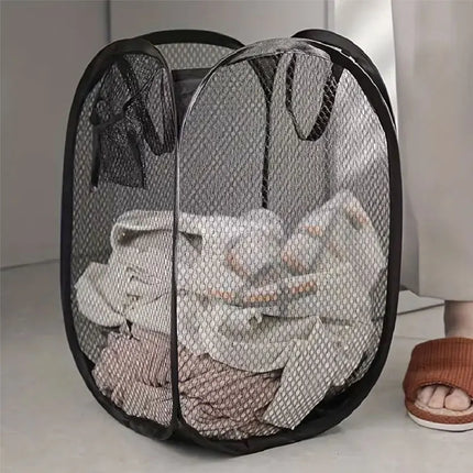 FoldNest Pop-Up Laundry Basket Mesh Foldable Clothes Storage Large Capacity Hamper