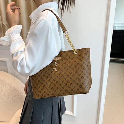 Women Soft Leather Tote Bag Large Capacity Shoulder Handbag Presbyopia Style