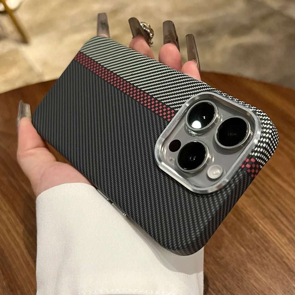 Luxury Carbon Fiber Pattern for Magsafe Magnetic Case for iPhone 15 14 Plus 13 12 11 Pro Max Wireless Charge Hard PC Matte Cover