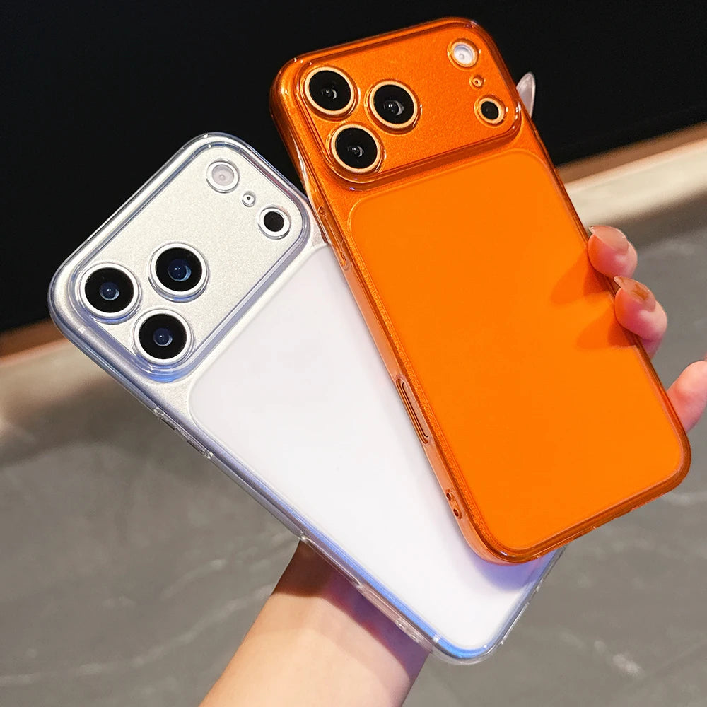 17ProMax-Look Orange Transparent Case for iPhone 13/14/15/16/17 Pro Max – Clear Matte Ultra-Thin Soft TPU Cover