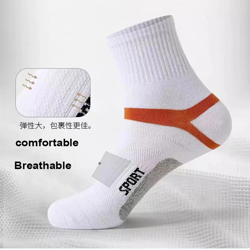 10 Pairs High-Quality Black Sports Cotton Socks: Ideal for casual runs in spring and summer, featuring a mesh thin design for breathability and comfort.