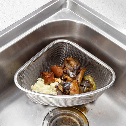 TriDrain Sink Basket Stainless Steel Corner Strainer Kitchen Storage Rack