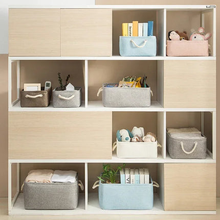OKEYWOW multi-purpose storage basket for laundry, toys, clothes, socks, and books, made of durable fabric with handles
