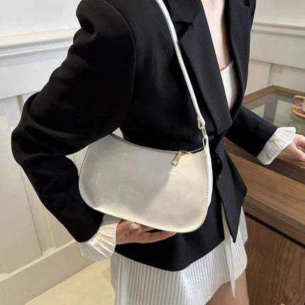 Women PU Leather Shoulder Bag Retro Solid Color Hobo Underarm Handbag Casual Designer