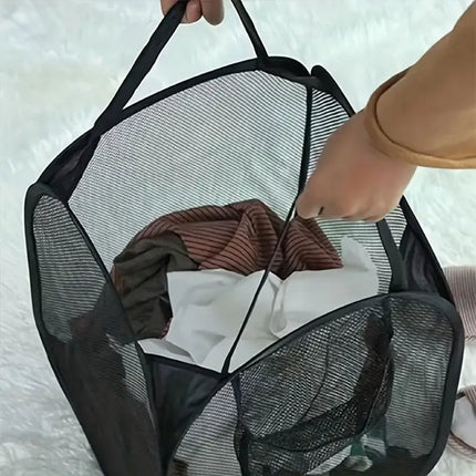 FoldNest Pop-Up Laundry Basket Mesh Foldable Clothes Storage Large Capacity Hamper