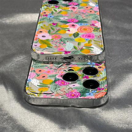 OKEYWOW flower silicone shockproof iPhone case for iPhone 11 to 17, soft cover with colorful floral design, protective and stylish.