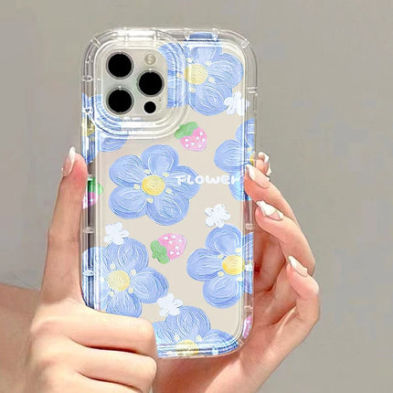 OKEYWOW iPhone oil painting flower shockproof soft back cover for iPhone 11, XR, XS, 12, 13, 14, 15, 16 Pro Max cases