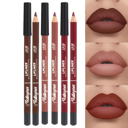 Velora Beauty 6pcs Velvet Matte Lip Liner Set Long Lasting Berry Brown Pink Shades
