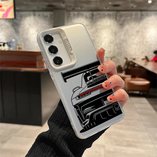 Samsung Galaxy sport car-shaped TPU shockproof phone case by OKEYWOW for A56, A55, A54, A36, A35 models, featuring a sleek design.