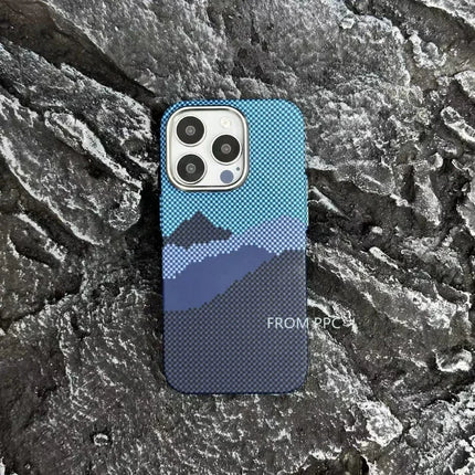 OKEYWOW iPhone 16/15/14 Pro Max carbon fiber magnetic MagSafe case with wireless charging compatibility and camera ring protection.